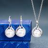 Huitan Aesthetic Imitation Pearl Pendant Necklace Earrings for Women Wedding Bridal Engagement Elegant Fresh Jewelry Set GiftGood Product