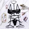 3PC Sexy Lingerie Lace Embroidery  G-string Thong  Underwear Sleepwear