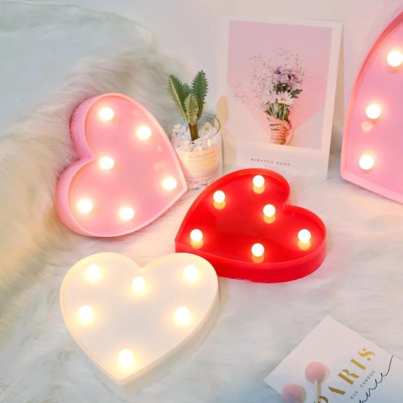 3D LED Letter Sign Heart Marquee Night Light Romantic Valentine's Proposal Table Lamp for Wedding Christmas