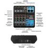 Mini Audio DJ Mixer Soundboard Konsolensystem, 5-Kanal 48V Phantomspeisung mit Bluetooth USB MP3 St