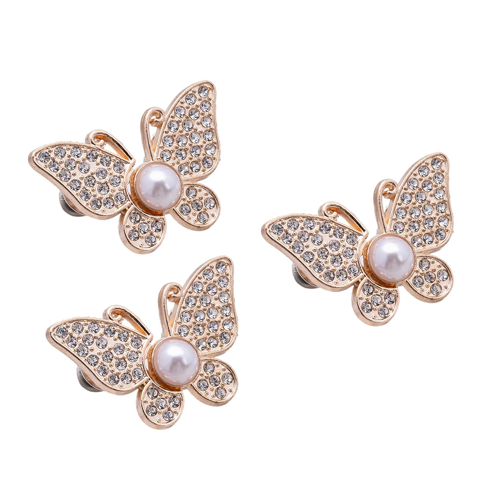 

Pack Of 3 Adjustable Butterfly Waist Buckles Metal Jeans Waistband Tightener For Women NonSewing Waist Extender золотий