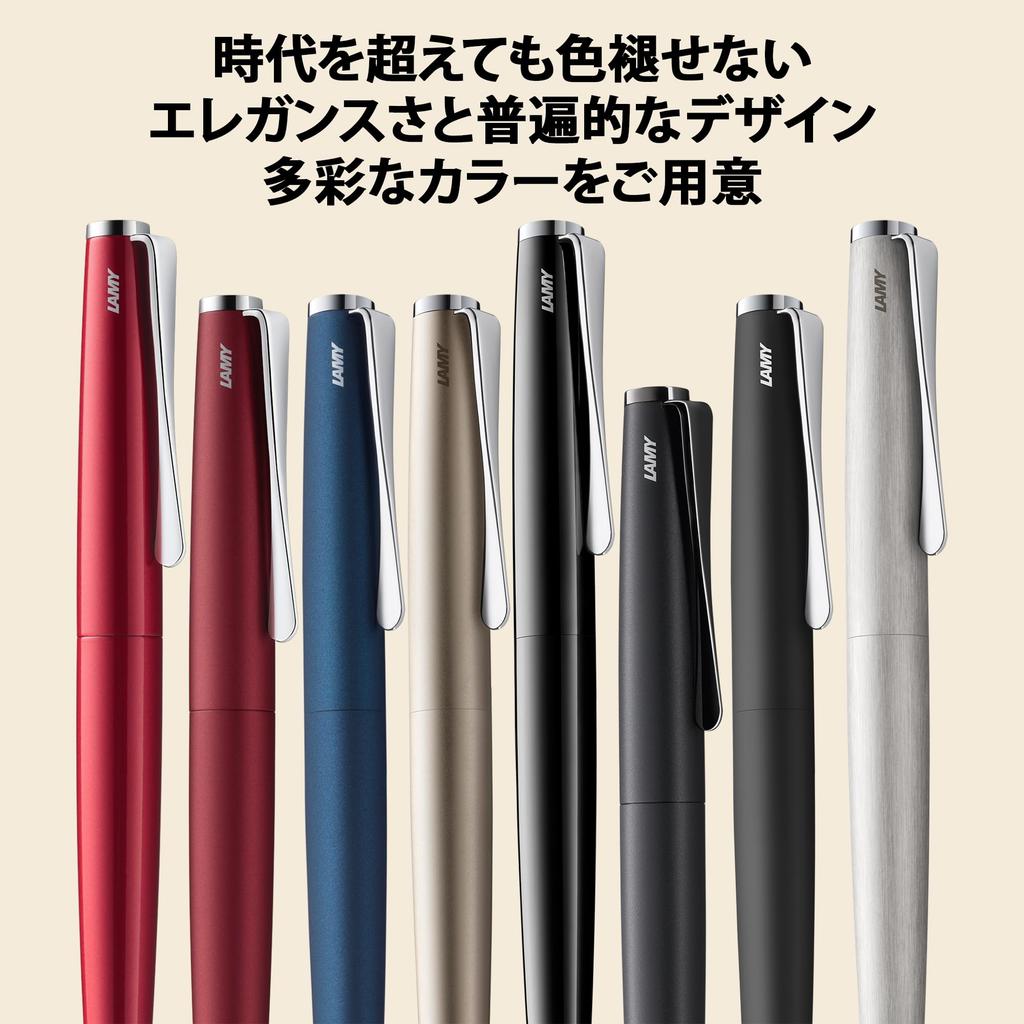 Lamy Studio Royal Red Ballpoint Red Elegant Stainless Steel Body Propeller Clip Includes Medium Line LAMY M 16 Pen, - - - High-Yield Refill, Width,