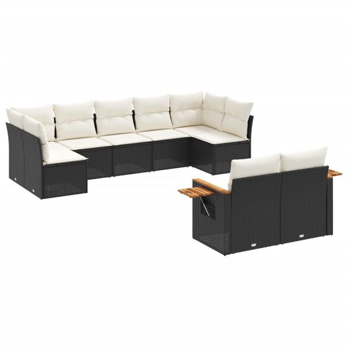 VidaXL Garden Lounge Set with Cushions 9 Pcs, Patio Sofas, Patio Furniture Set, Outdoor Furniture, Black 3227127