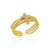 2025  Trendy Gold Plated Stainless Zircon  Rings For Women Chain Geometry Zircon Finger Ring Jewelry Gift