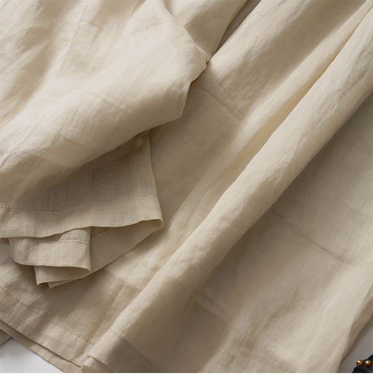 2026 Sommer Lässiges Besticktes Tencel Leinen Zweiteiliges Set: Oberteil mit halblangem Ärmel & Neunzehntel-Hose, Lockerer Schnitt, Schlankmachend, Verbirgt Makel
