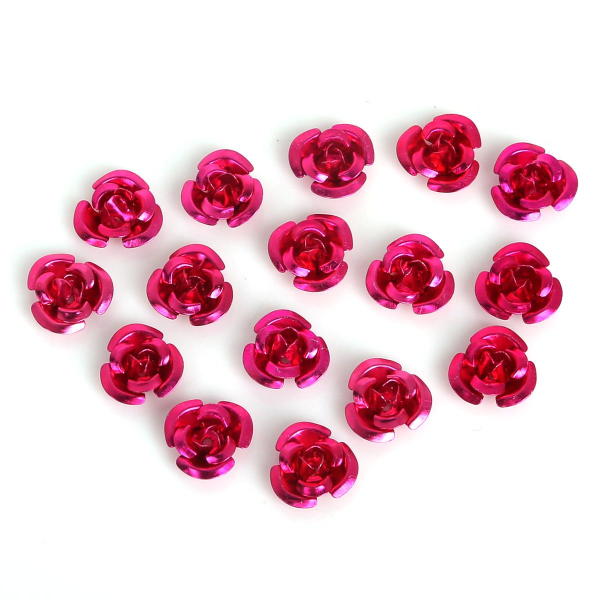 

100 шт., алюминиевые украшения в форме роз, производство, свадебная вечеринка, сделай сам, украшения, разноцветные бусины, украшение для дома 12mm фуксия
