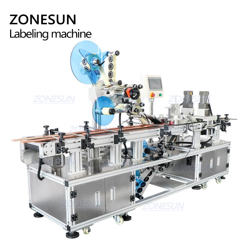 ZONESUN ZS-TB113B Automatic Cosmetic Cream Pressed Powder Box Flat Top and Bottom Labeling Machine Label Applicator