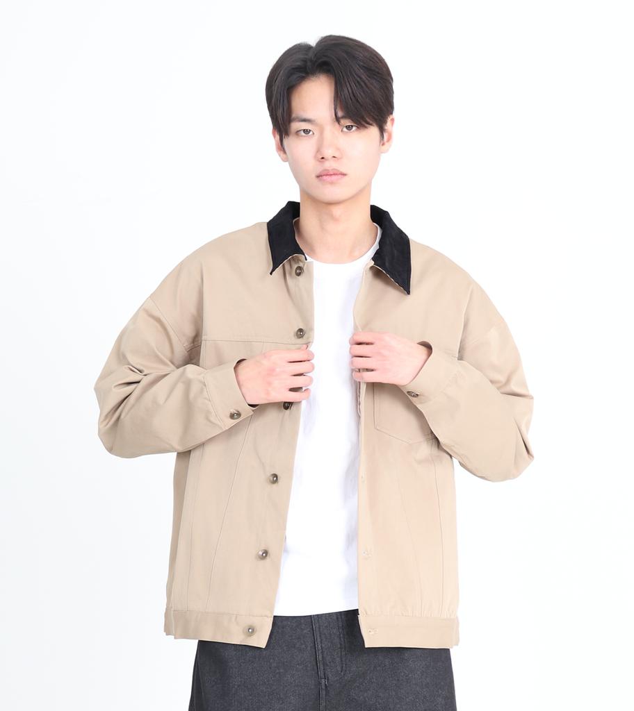 Button Seoul Corduroy Collar Outer Shirt (Beige)