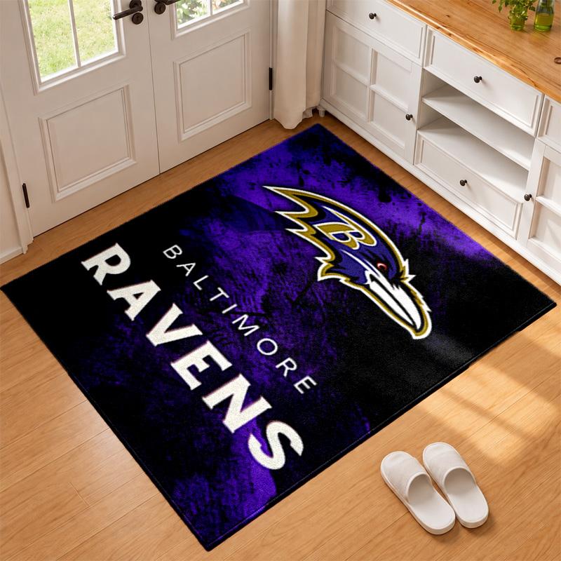 Baltimore Ravens Carpet Door Mat for Living Room or Bedroom Protective Mat Under Chair Office Decoration Christmas Gift Birthday Present