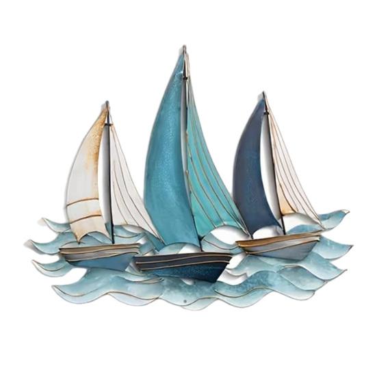 

Деревянная парусная лодка Настенное украшение Морской парусник Настенное искусство Прибрежная тематика Настенное подвесное украшение для дома Ванной комнаты Гостиной Спальни синий