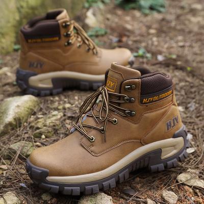 Męskie Buty Turystyczne Modne Sznurowane Wysokie Buty Skórzane Wysokiej Jakości Outdoor Antypoślizgowe Buty Wspinaczkowe Męskie Pustynne Buty na Kostkę