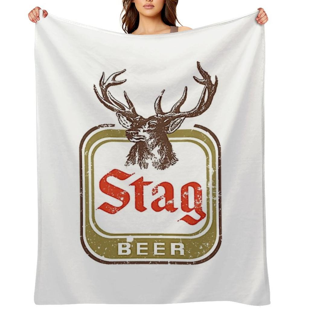Stag Beer T-Shirt Throw Blanket Decorative Sofas Polar Bed Fashionable For Decorative Sofa Blankets