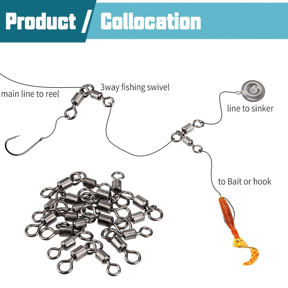 3 Way Swivel Swivels Triangle Joint Fishing Connector Fishing Swivel Rolling Fishingline Connector