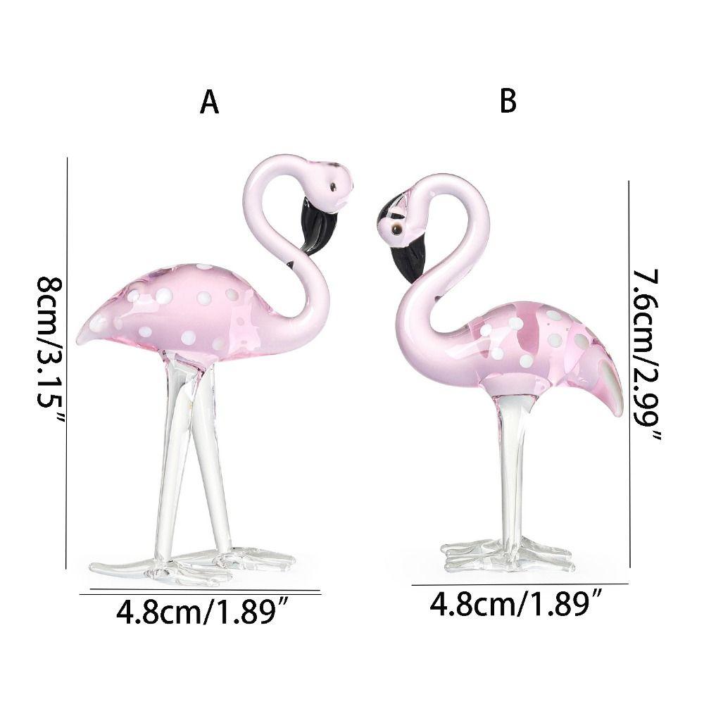 Handmade Art Simulated Pink Flamingo Cute Animal Sculpture Creative Glass Flamingo Figurines  Home