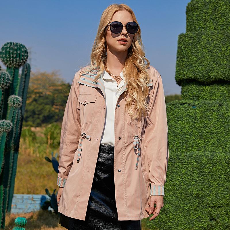 Trench ZIAI abrigo mujer estilo de moda para mujer primavera-otoño viento de color claro