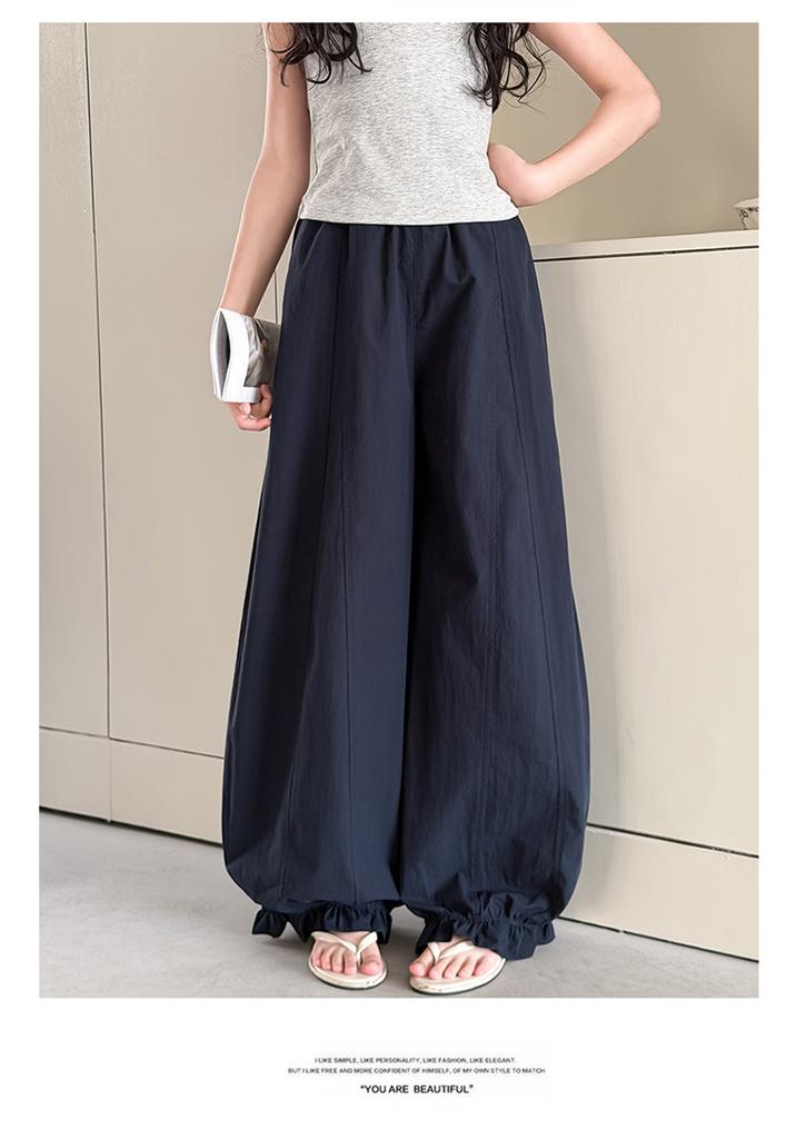 Girls' Summer 2026 New Flower Bud Lightweight Casual Pants, Korean Version Loose Wide Leg Pants for Adults and Children