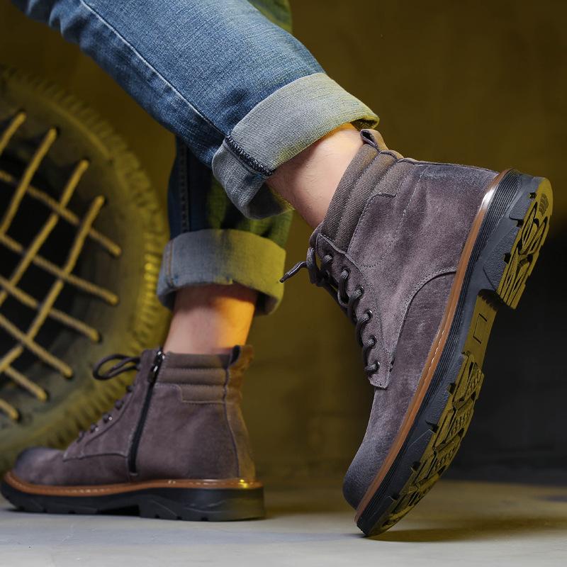 Men's 2020 Winter British High Top Genuine Leather Matte Boots