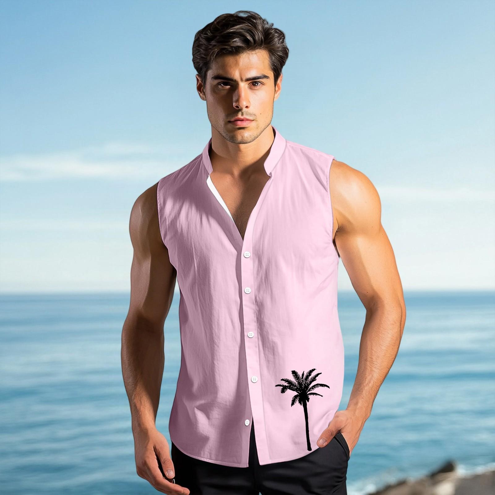 

Чоловіча мода Принтована Безрукавка з Лацканами на Ґудзиках M рожевий