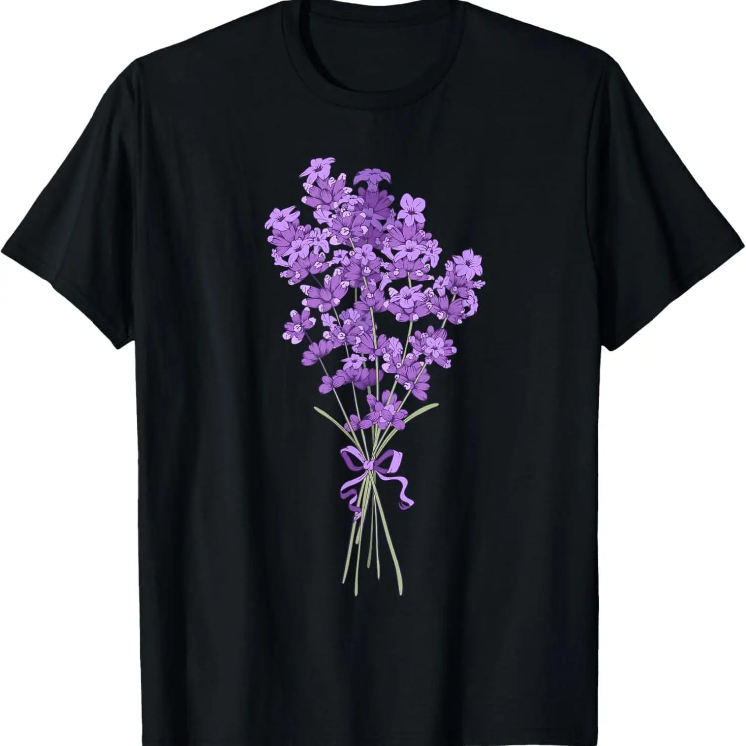 Lavender Purple Flower Design Wildflower Lavender Flower T-Shirt S чёрный