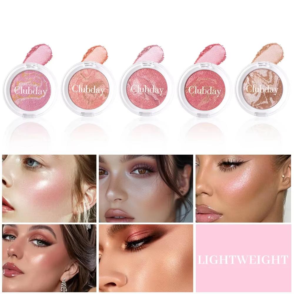 5 Colors Blush Palette Pearlescent Brightening Powder Cheek Tint Blusher Contour Shimmer Highlighter Palette Face Rouge Makeup