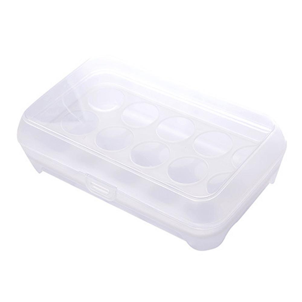 15 Grid Egg Storage Box Egg Box Tray with Lid Drawer Egg Carton PP Cases Refrigerator Cases Compartment Storage Egg Rack