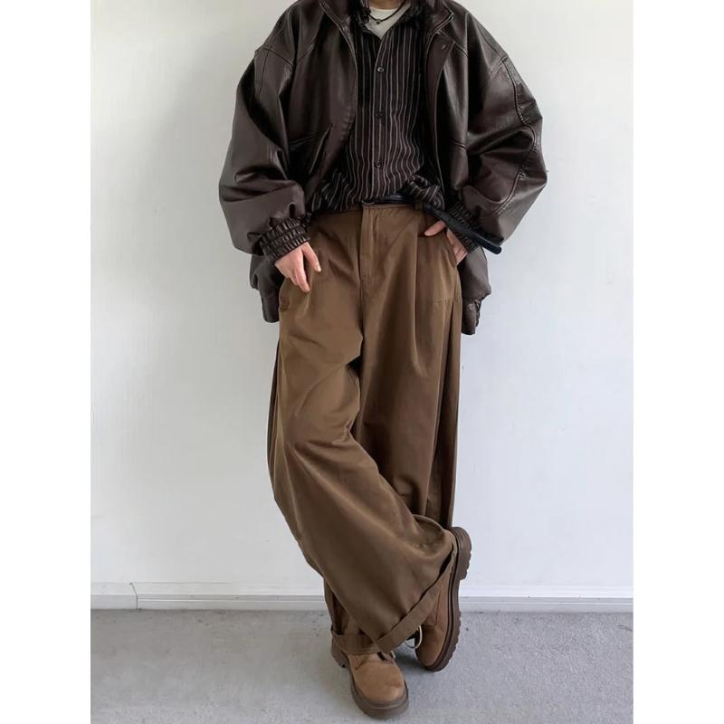 Vintage Καφέ Φαρδιά Cargo Παντελόνια Ανδρικά Koraen Harajuku Κοστούμι Παντελόνια Γραφείου Casual Παντελόνια Ανδρικά Φαρδύ Πόδι Εργασίας