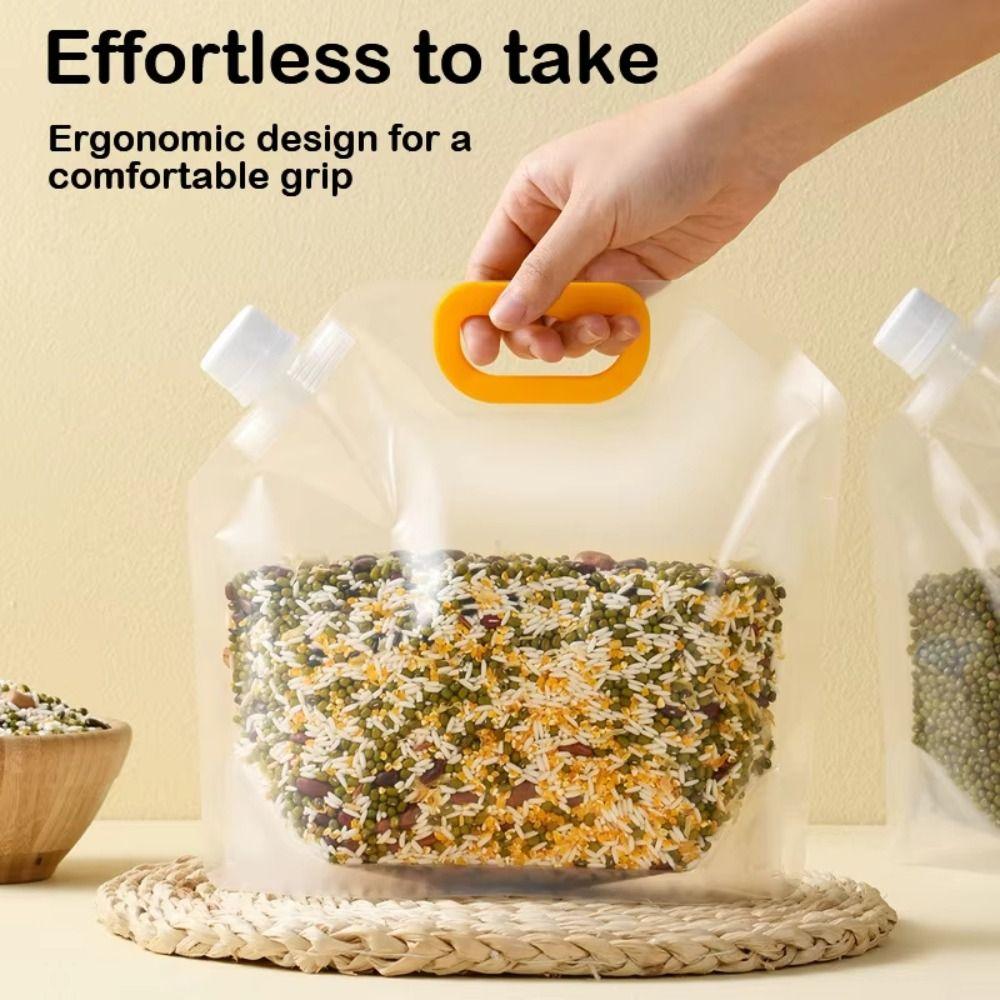 5Pcs Transparent Grain Storage Bags Insect Proof Recyclable Grain Sealed Bag Moisture Proof Fresh Keeping Bags Kitchen Supplies