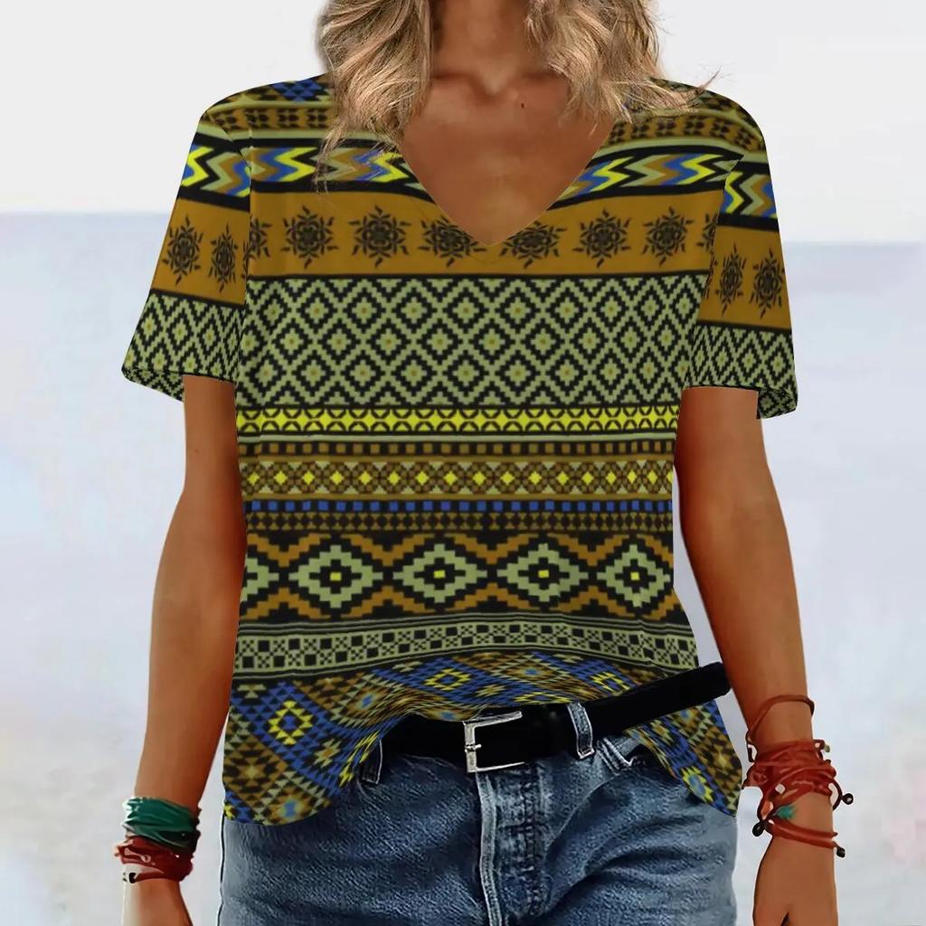 Summer New Women's Clothing Slimming Loose 3D Women's Short Sleeved Ethnic Style T-shirt