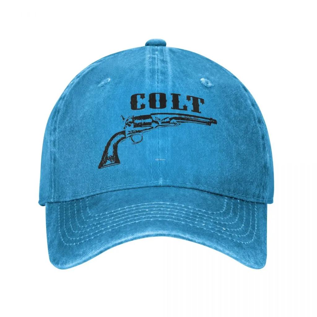 Vintage Colt Handfeuerwaffe Baseballkappe Unisex Distressed Gewaschene Snapback-Mütze Schusswaffen Outdoor Sommer Unstrukturierte Weiche Hüte Kappe