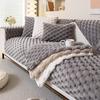 Winter Living Home Non-slip Turtle Velvet Grid Sofa Cushion Couch Covers Warm Slipcover Funda Sofa Mats