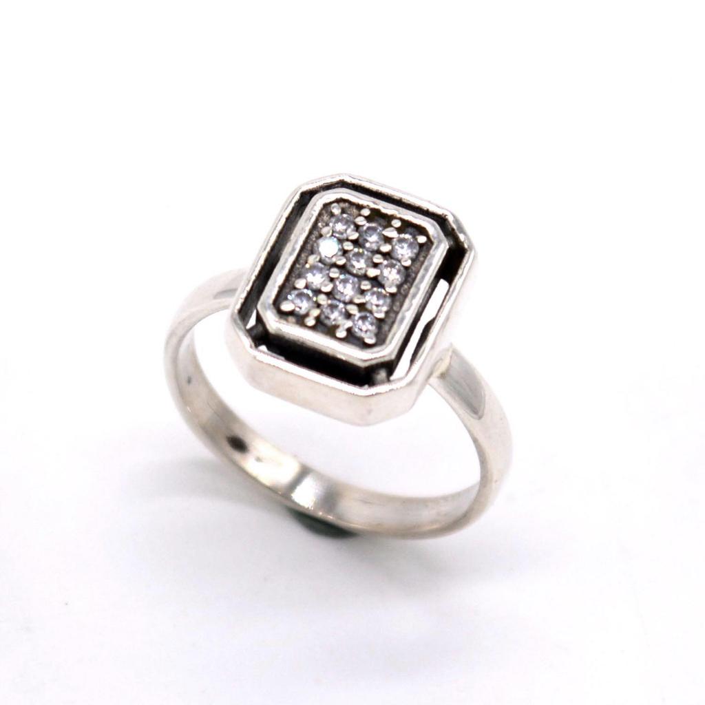 925 Sterling Silver CZ Handmade Women Ring, Anniversary Gift Ring, Wedding Gift Ring, Square Men Simple Ring