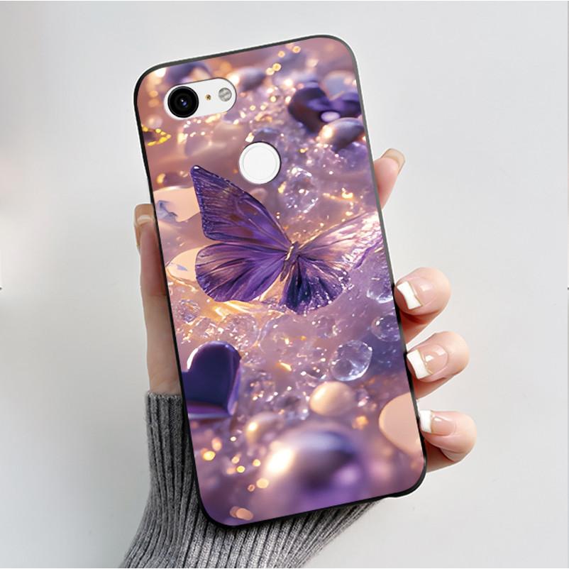 For Google Pixel 3 XL Case Black Bumper Soft TPU Silicone Cover for Pixel 3 XL Phone Cases Pixel3 3XL Butterfly Flower Capa