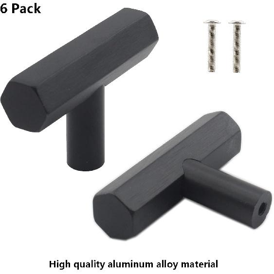 6 Pack Cabinet Pulls, Aluminium Alloy Hexagon Drawer Pulls Cabinet Handles, Modern Pull Handles Hardware for Bedroom Kitchen Bathroom Closet Wardrobe