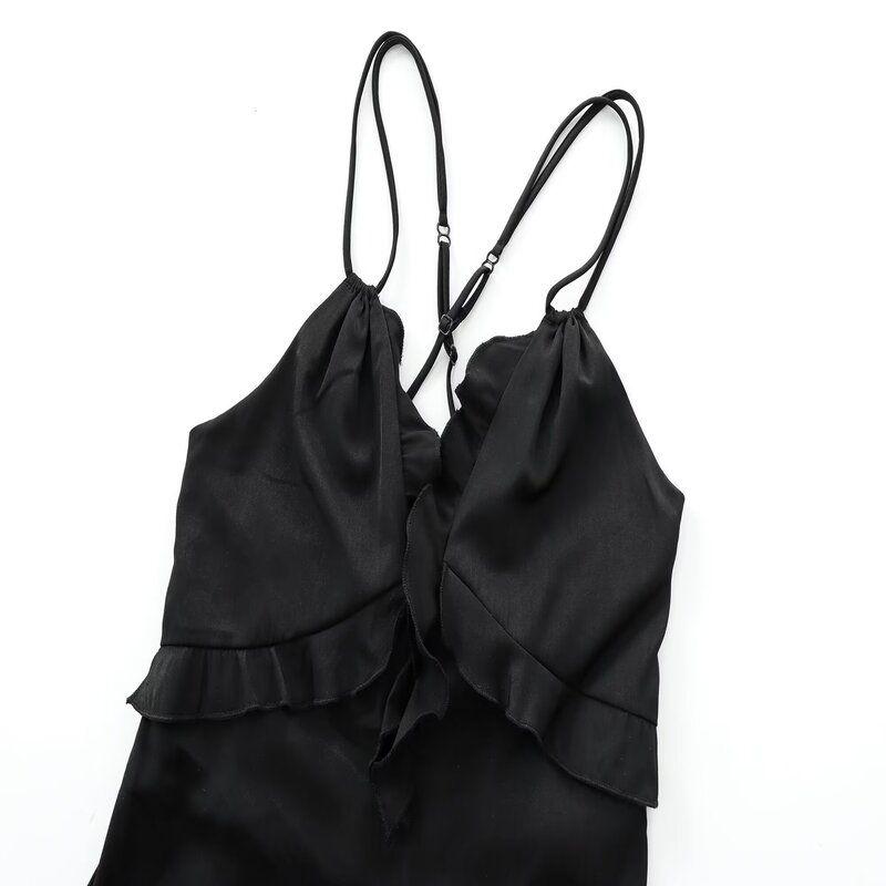 Fashion Style 2024 Autumn New Women's Clothing Stylish Black Cross Strap Jumpsuit Pants 8489959