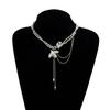 Pigeon Pendant Necklace for Women Oval Beaded Collarbone Chain Vintage Jewelry Gift