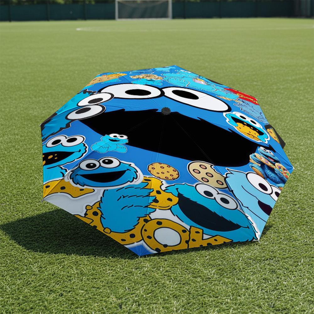 

1 PC Automatic Folding Umbrella- Sesame Street Pattern, Portable & Foldable Design with 8 Ribs, Christmas Birthday Gifts