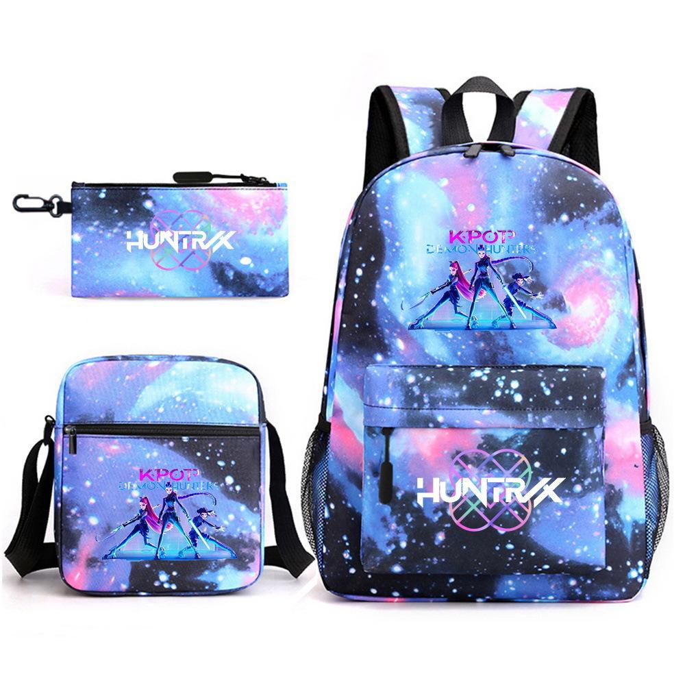 Demon Hunter Girl Group Backpack Kpop Backpack Digital Color Printing Boys And Girls School Bag Shoulder Bag Three-Piece Set