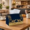 1pc Arabian Oasis Tissue Box - Multi-functional Napkin Dispenser, Two Sizes Available Made of Durable Polyester, Decorated with Camel Palm Tree Desert
