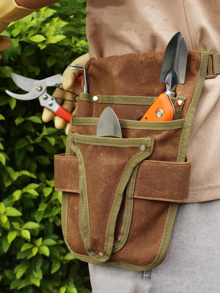 Garden Tool Belt Pouch Canvas Belt Tool Bag with Multiple Pocket Storage Waterproof Portable Men Women Durable Tool Bag