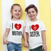 Summer Sibling Matching T-shirts 'I Love My Sister' 'I Love My Brother' Short Sleeve Kids T-Shirts for Boys And Girls