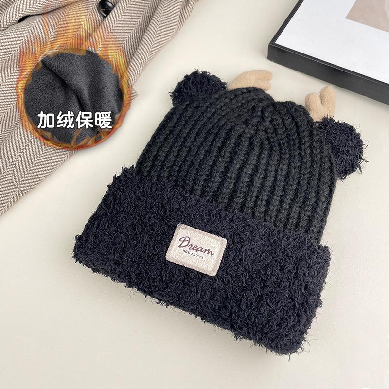 Cute Cartoon Bear Wool Hat Female Season Student Cold Hat Big Head Circumference Warm Ear Protector Knitted Hat