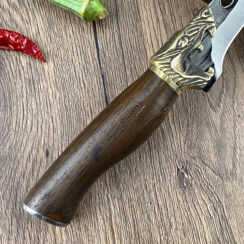 Forged Outdoor Stainless Steel Camping and Steak Knife with Leather Sheath