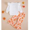 Kleinkind Mädchen Halloween Kürbis Stickerei Langarm Rundhals Pullover Sweatshirt und Elastische Taille Ausgestellte Hose Set