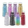 Thermal Rhinestone Water Bottle Stainless Steel Refillable Glitter Tumbler Removable Carrying Strap Chain Vacuum Flask Women
