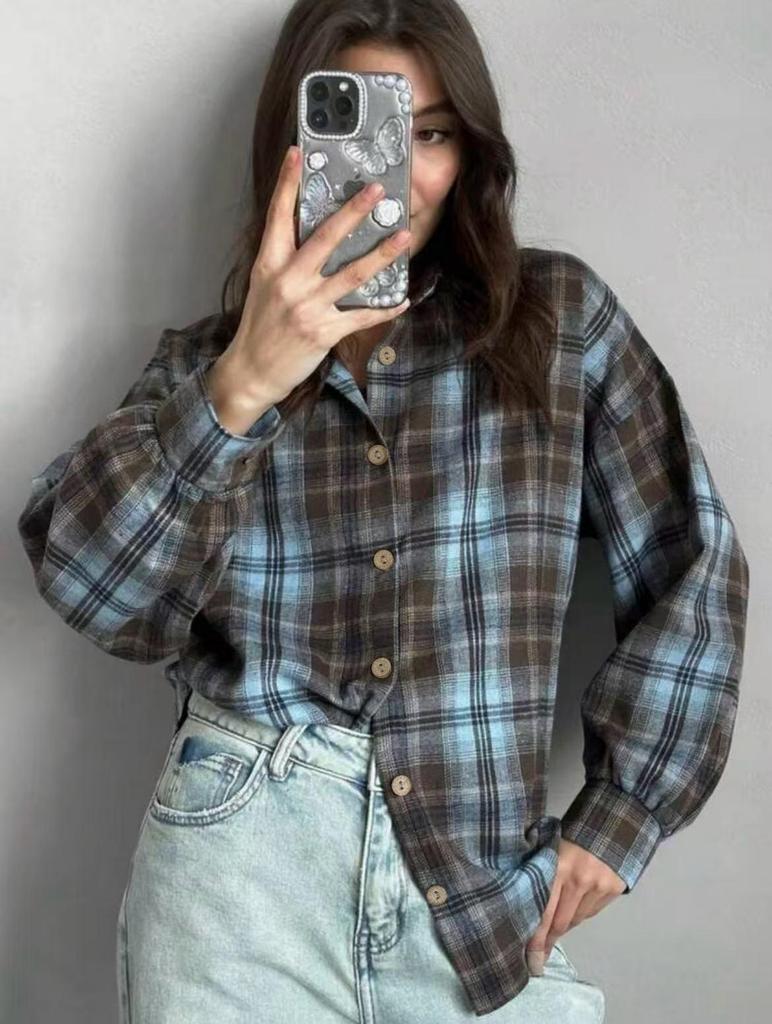 Cross2026 Damen Neue Mode karierte Hemdjacke für Frühling und Herbst