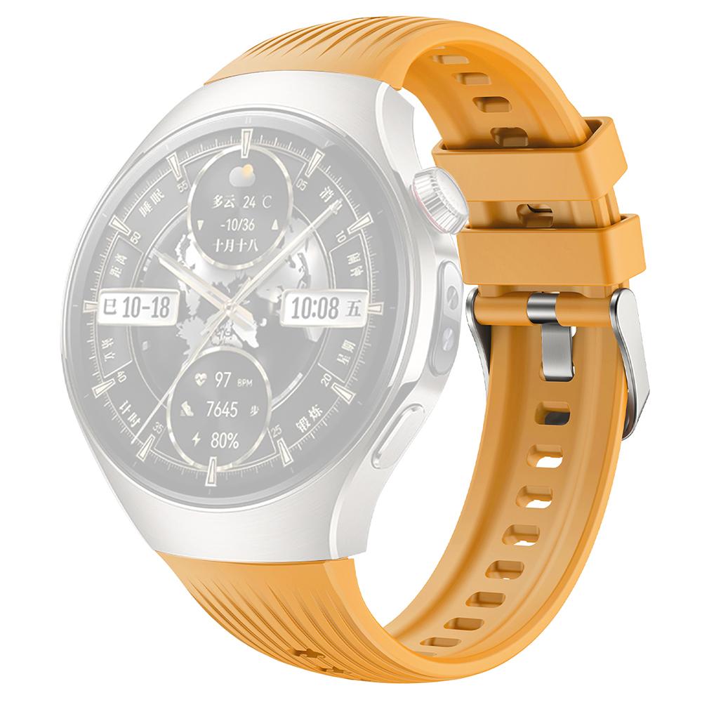 

For Huawei Watch 5 46mm Silicone Watch Band Vertical Stripes Wrist Strap Yellow