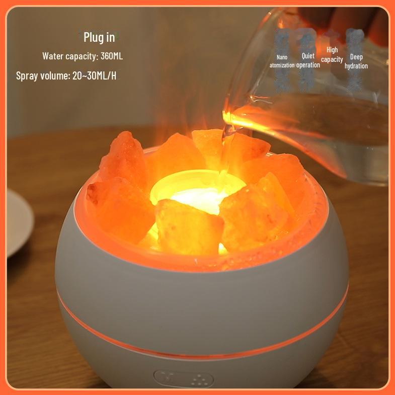Umidificator cu ultrasunete pentru aromoterapie cu piatră de sare naturală și difuzor de uleiuri esențiale pentru casă și birou