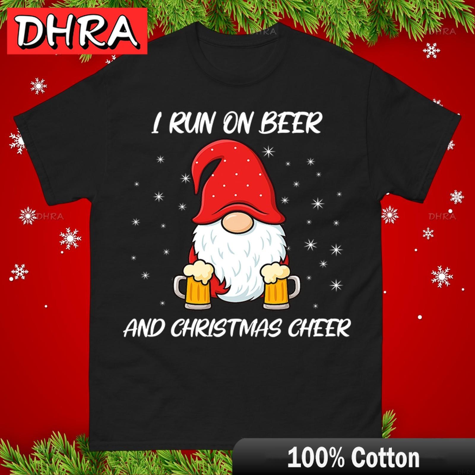 I Run on Beer and Christmas Cheer Funny Christmas T Shirt Xmas Gnome Gift Top Cool Y2K Trendy Graphic Tshirts Kids Classic S