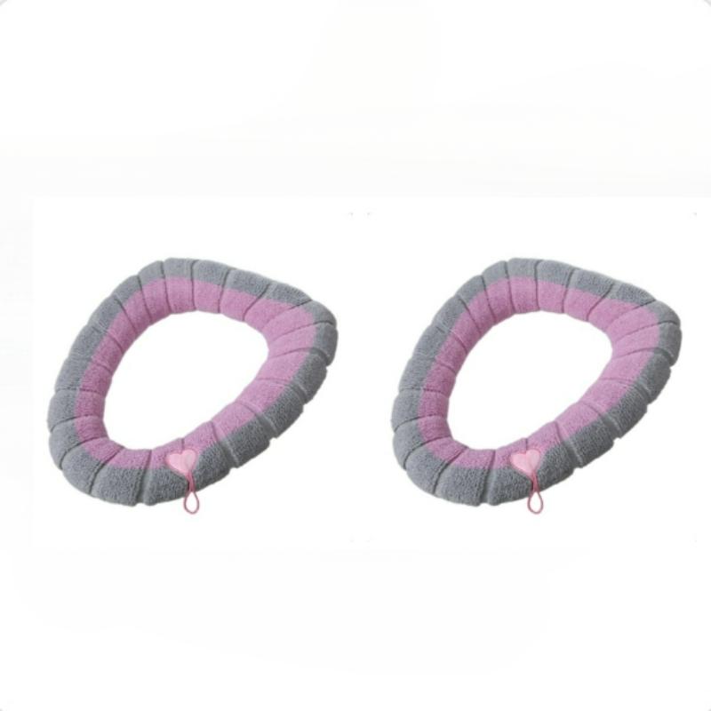 1/2PCS Portable Stitched Color Knitted Toilet Mat Thickened Washable Antifreeze Toilet Seat Cover Universal Bathroom Accessories