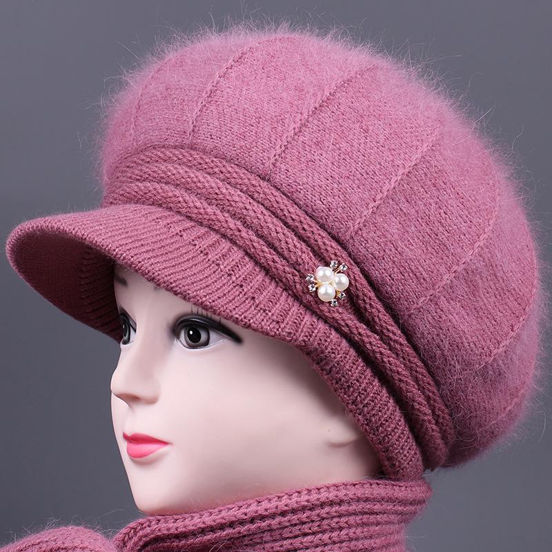 

Зимняя шапка женская плюшевая шапка из кроличьего пуха человеческая термошапка утолщенная вязаная хлопковая шапка One size elastic